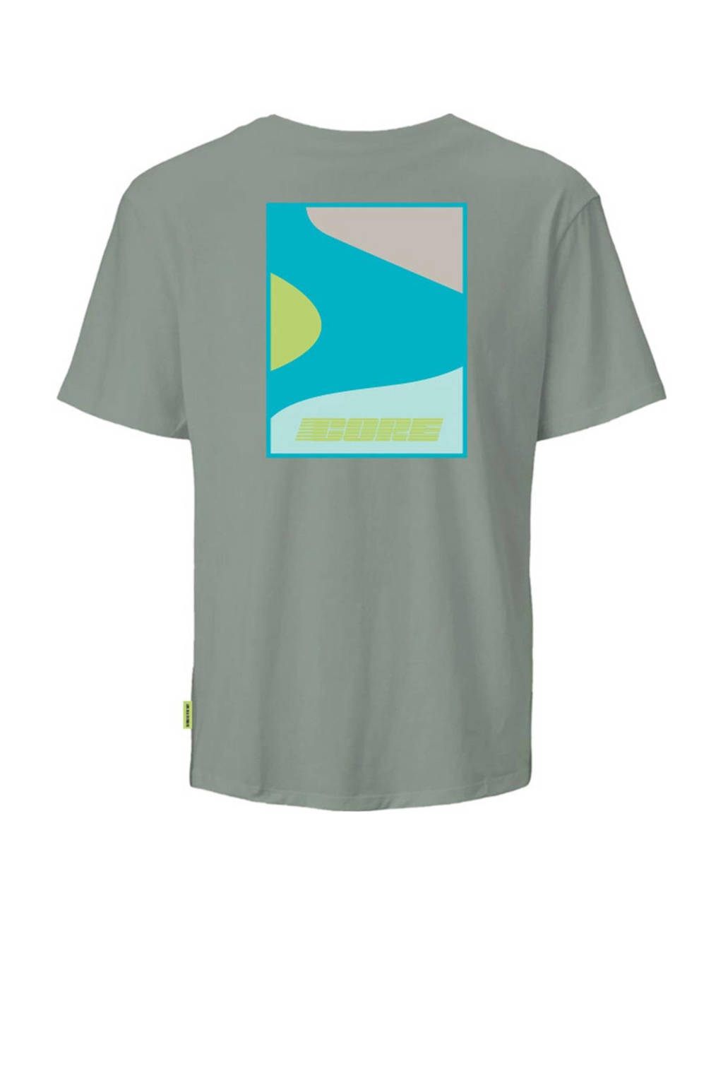 JACK & JONES T-shirt JCOFAST met printopdruk saliegroen