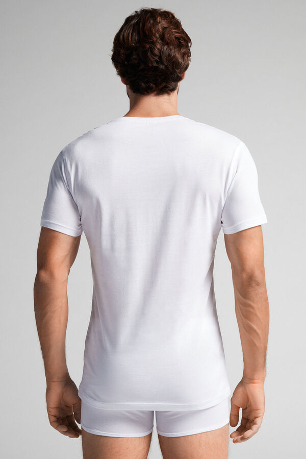 Camiseta de manga curta com decote em V em algodão extrafino Supima®