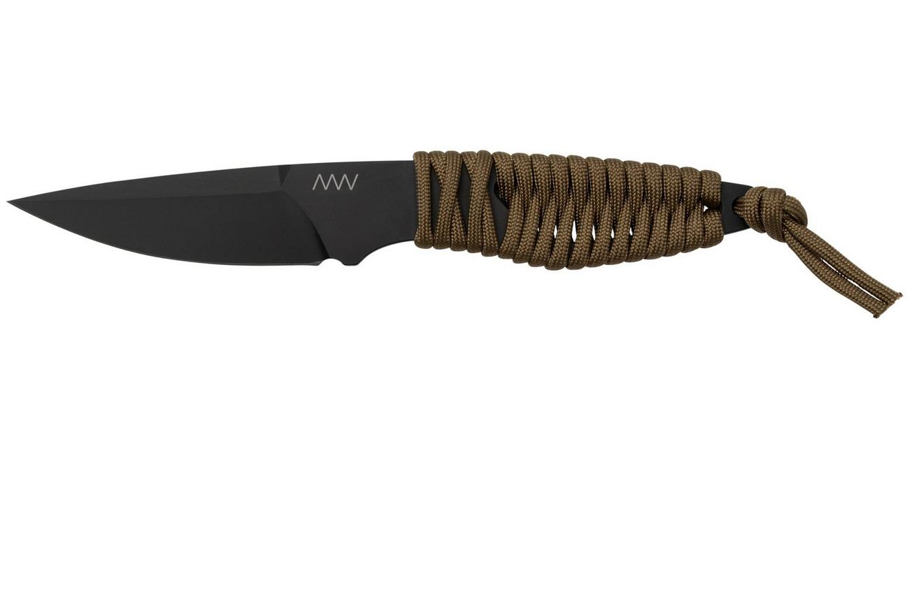 ANV Knives P100 Sleipner Cerakote, Coyote Paracord, P100-040, Black Kydex Sheath, nekmes