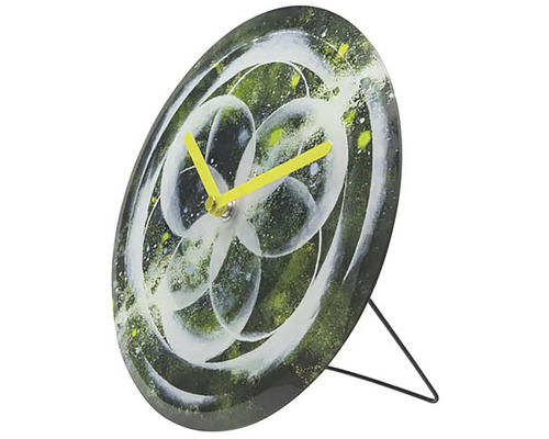 Cosmo tafelklok, gehard glas, groen, Ø 20 cm