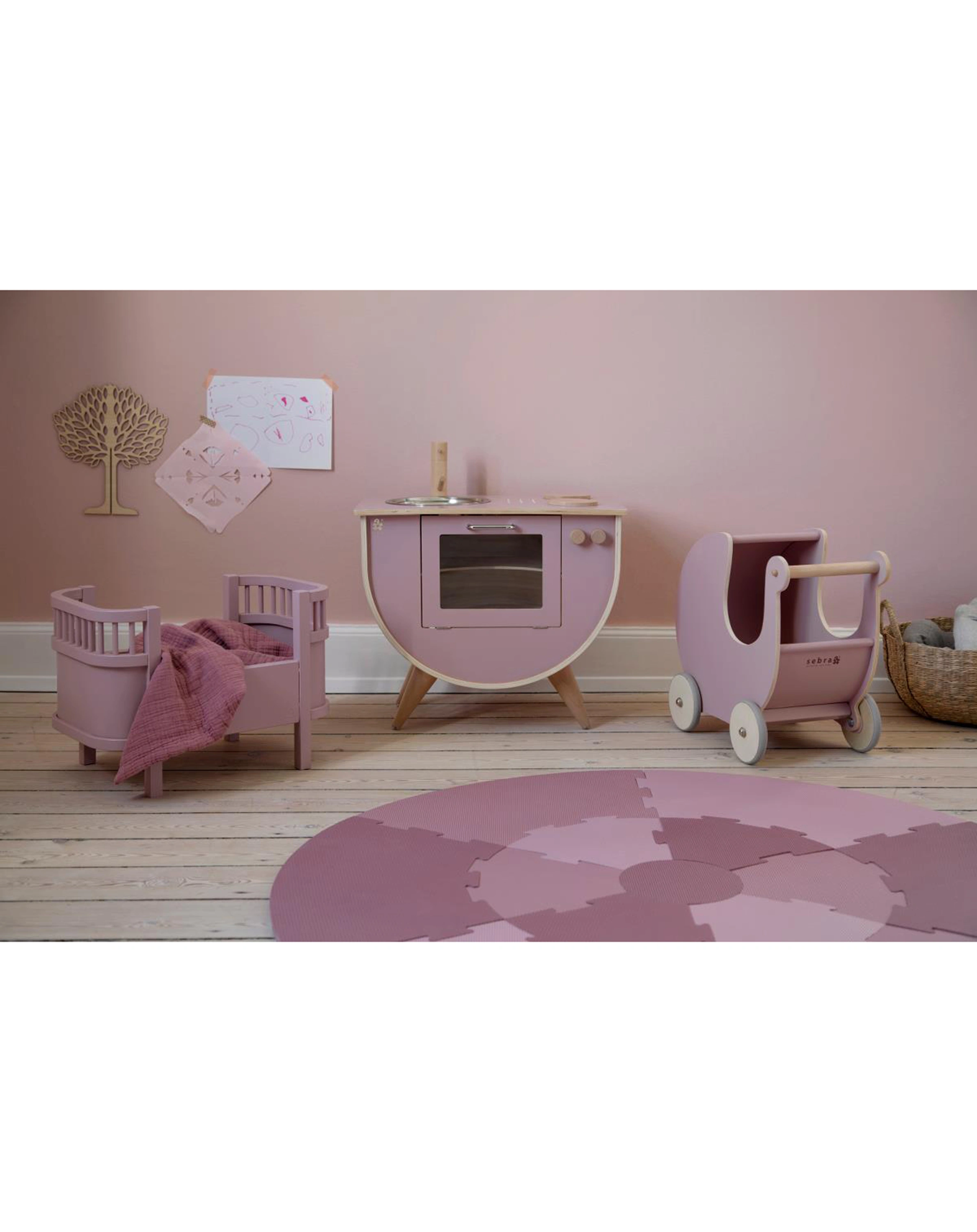 Spielmatte ROUND PUZZLE (122x122) 13-teilig in blossom pink