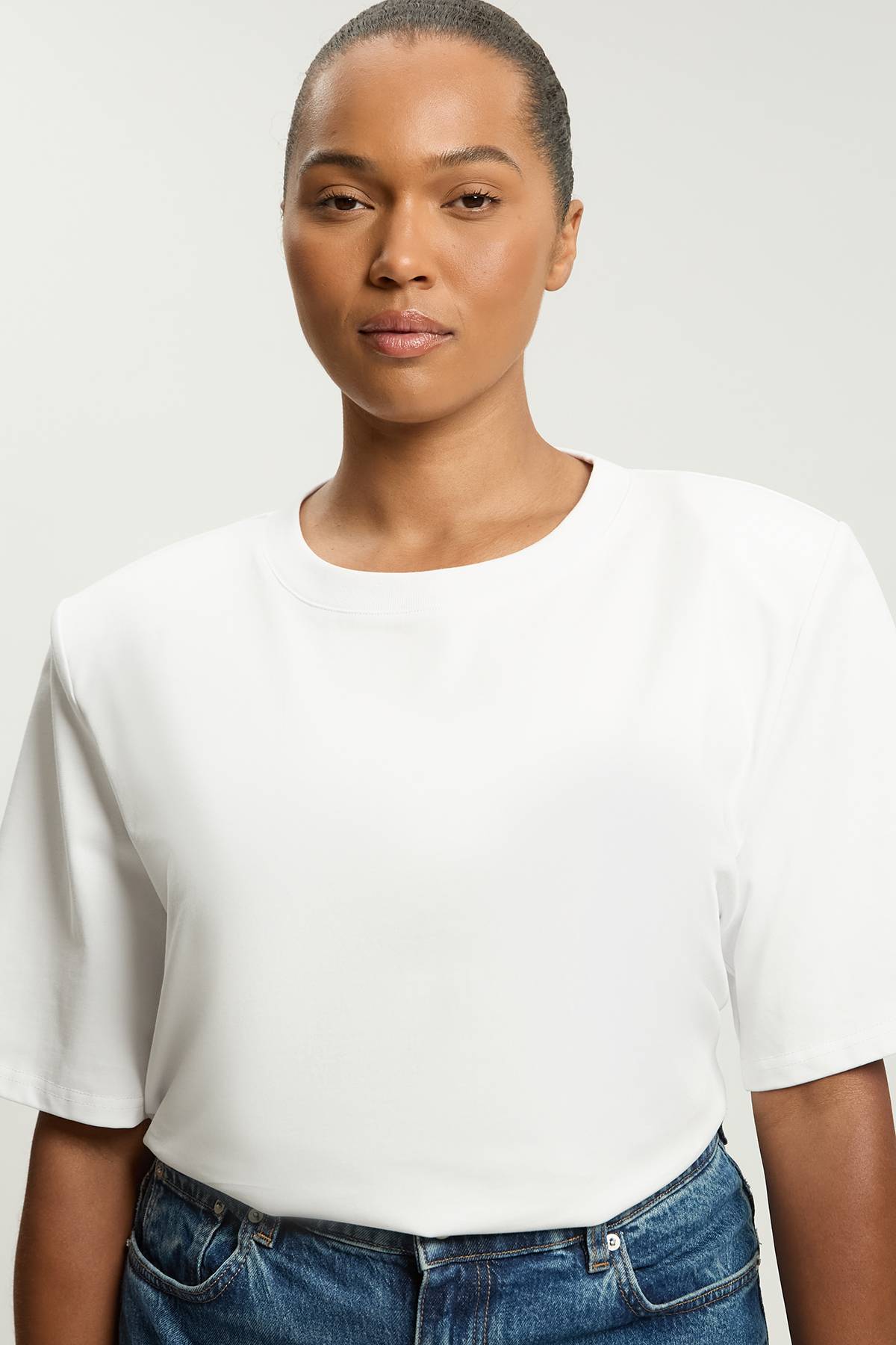 KarenMillen T-shirt En Jersey Grande Taille À Épaulettes Structurées