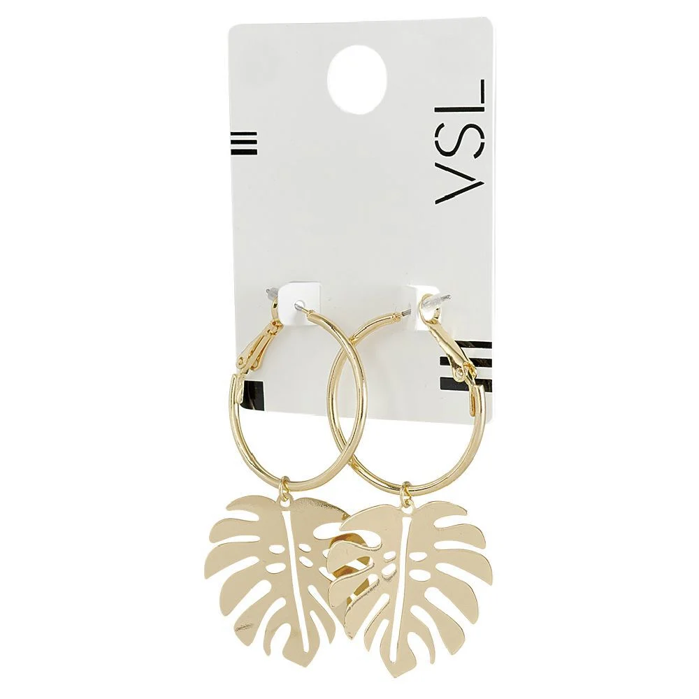 Paire de boucles d'oreilles Créoles feuille palmier