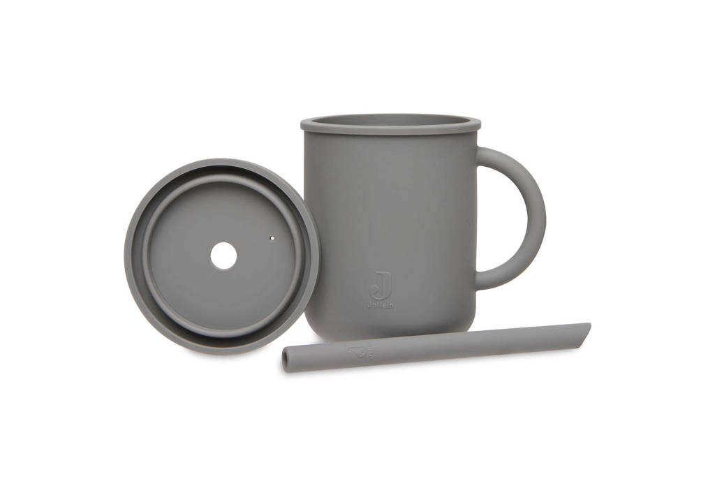 siliconen rietjesbeker met rietje Storm grey (270 ml)