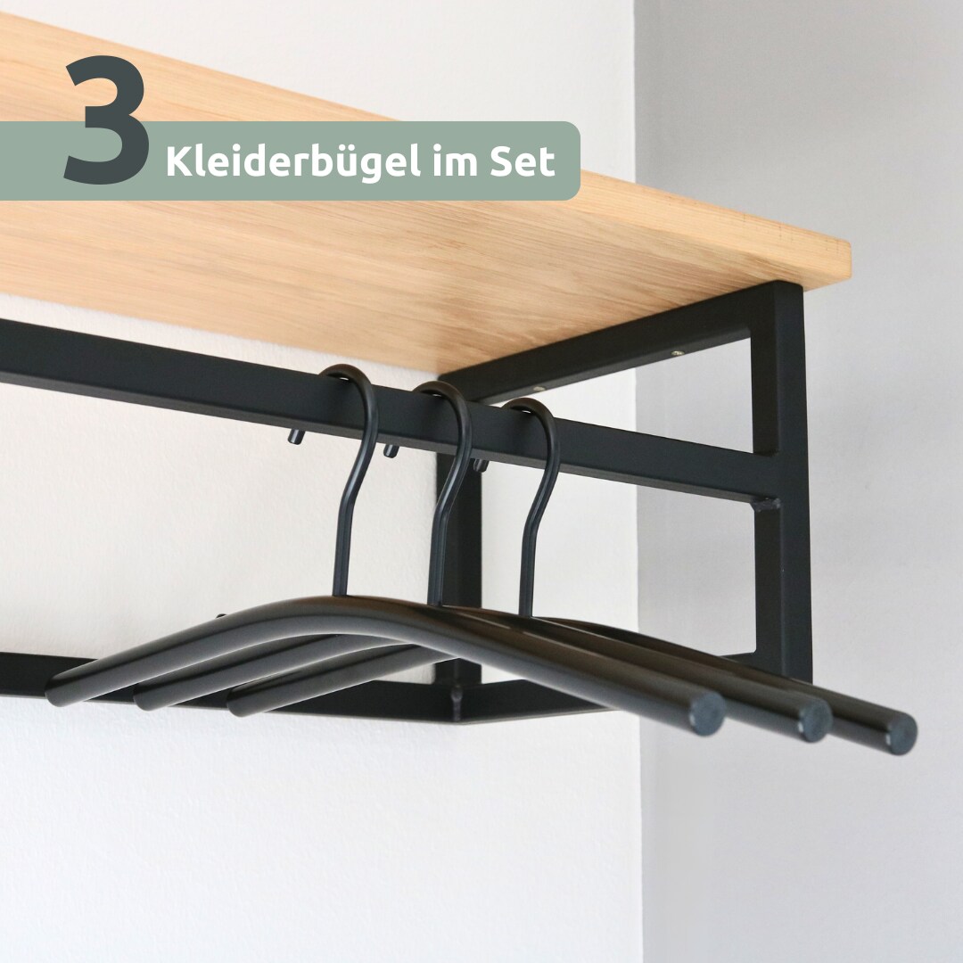 holz4home® Kleiderbügel Set I 3x Bügel I Pulverbeschichtet Schwarz aus Edelstahl I für Jacken, Pullover
