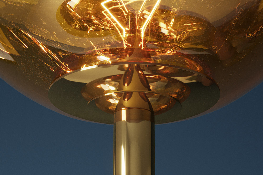 Design Stehlampe LIQUID DIAMOND 170cm gold Glas Stahl sieben Schirme Kugelleuchte