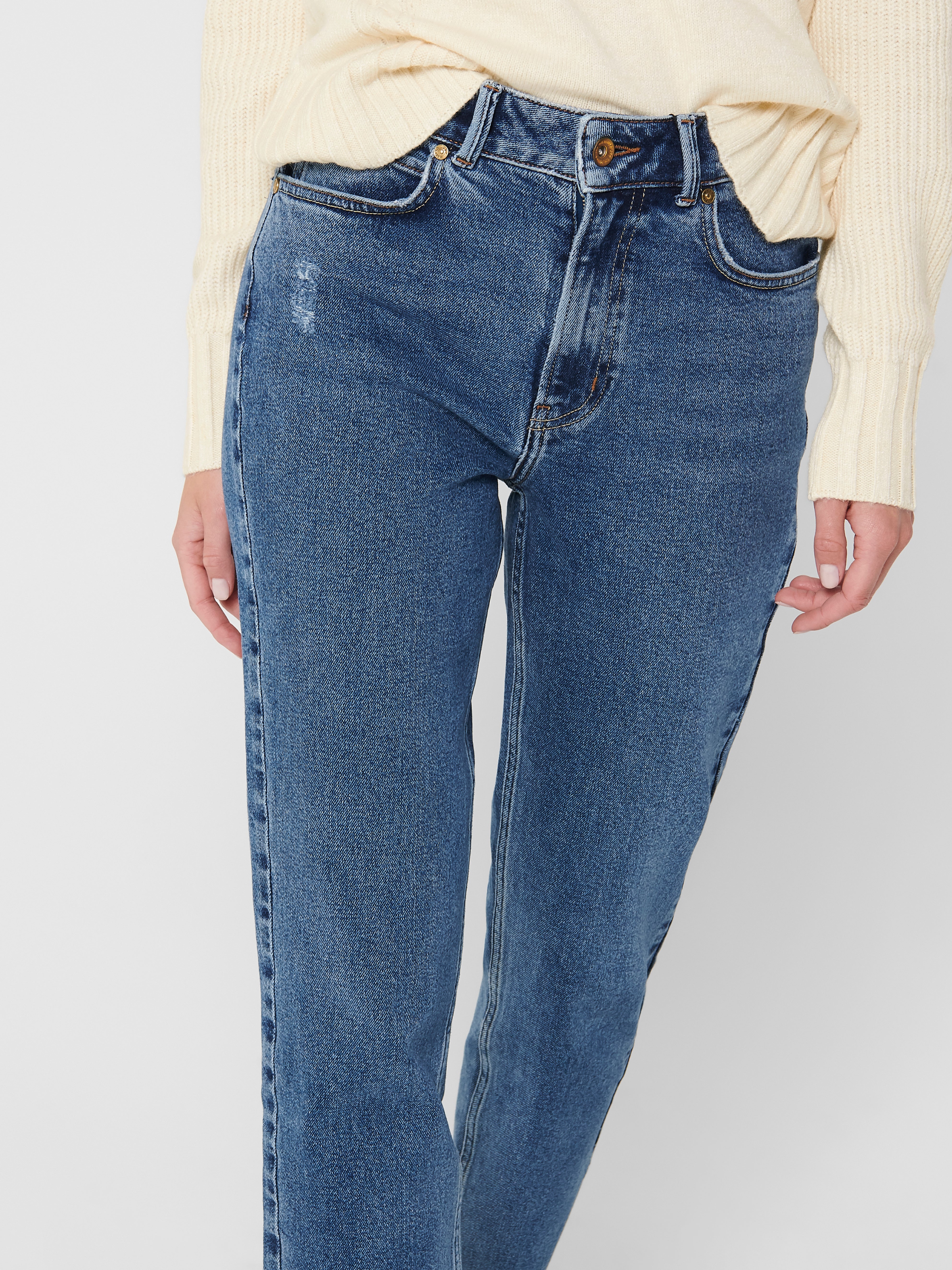 JDYKAJA Hohe Taille Gerade geschnitten Jeans Medium Blue Denim