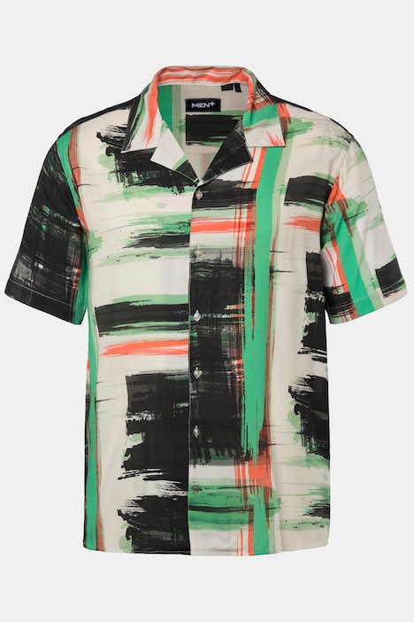 Men+ Hemd, Halbarm, Alloverdruck, Cuba-Kragen, bis 8 XL