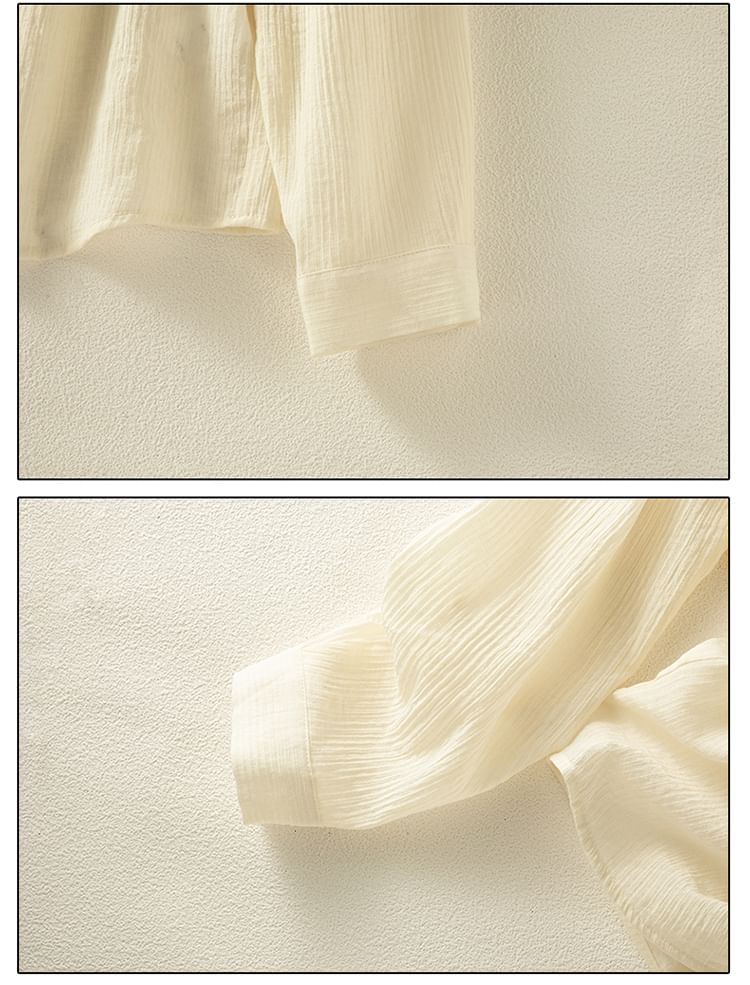 ZIMO - Blouse met pofmouwen, ruches en knoopjes