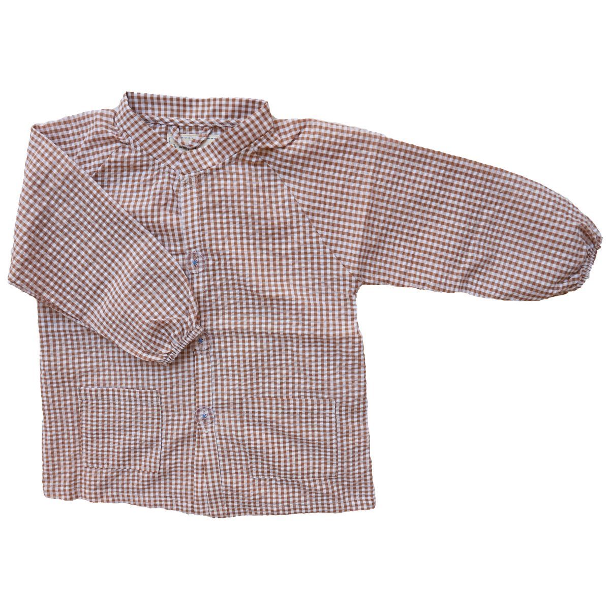 Tablier blouse enfant vichy marron