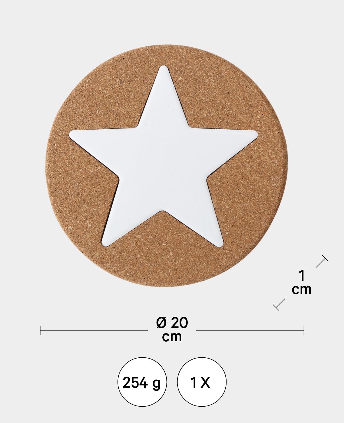 (Ø20cm) Kork Untersetzer Porzellan Stern DIY Untersetzer - Braun
