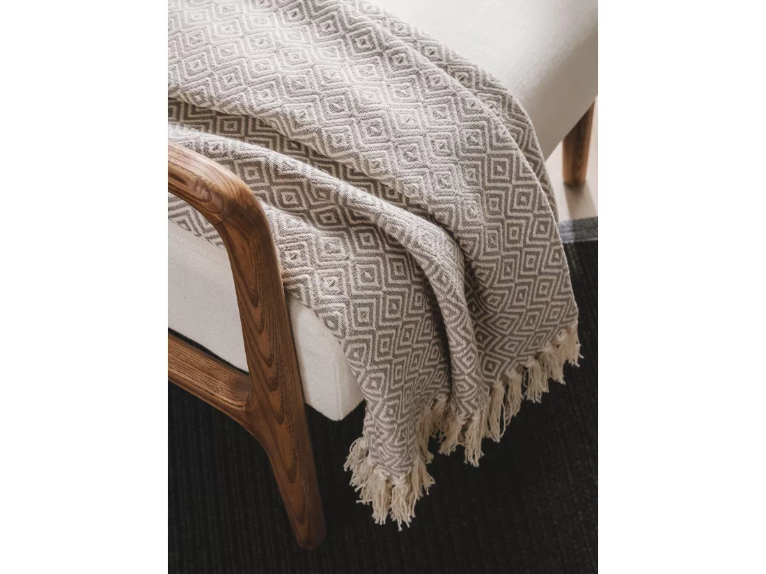Plaid en coton Jasmin Gris 125x150 cm