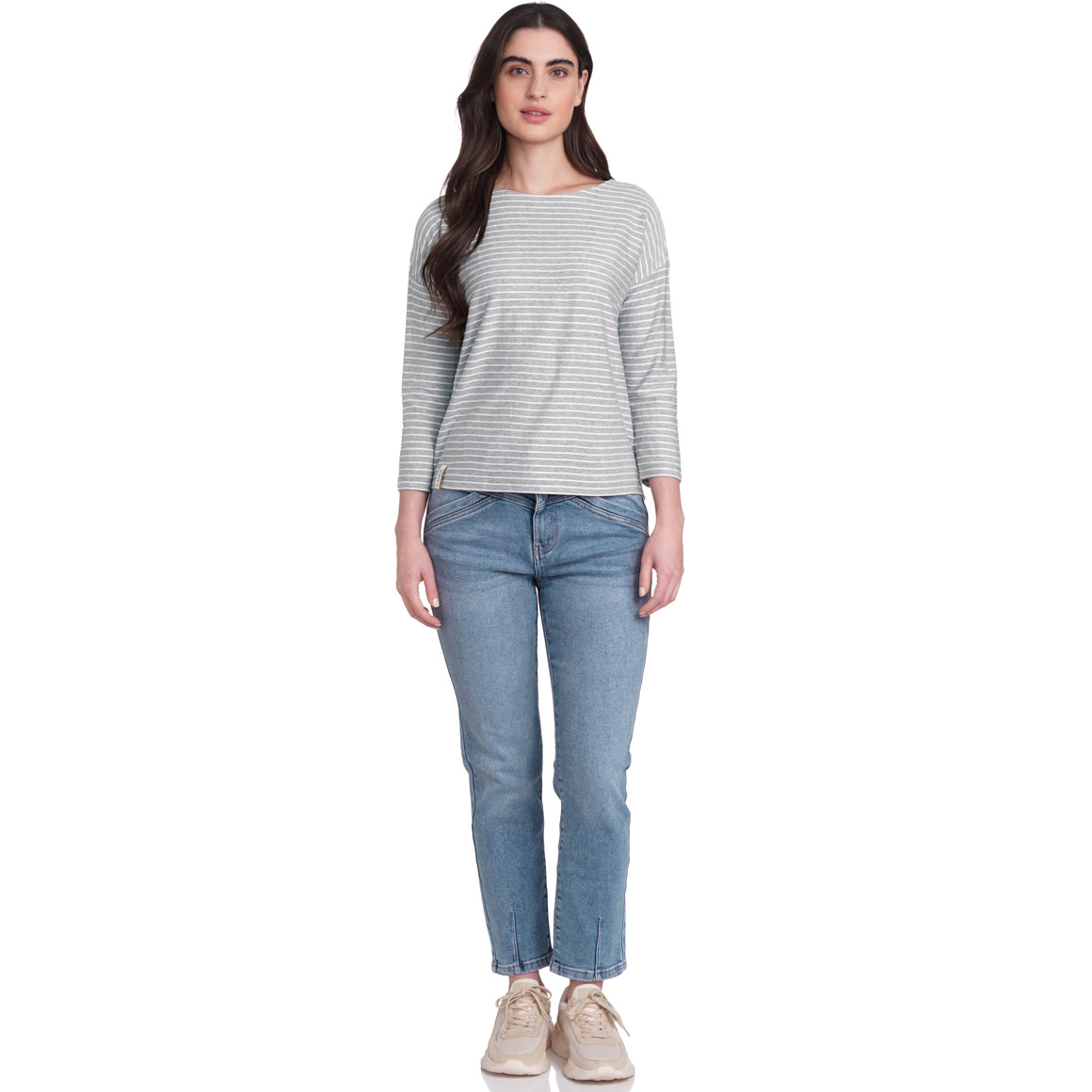 Gina Damen Shirt mit 3/4-Arm hellgrau