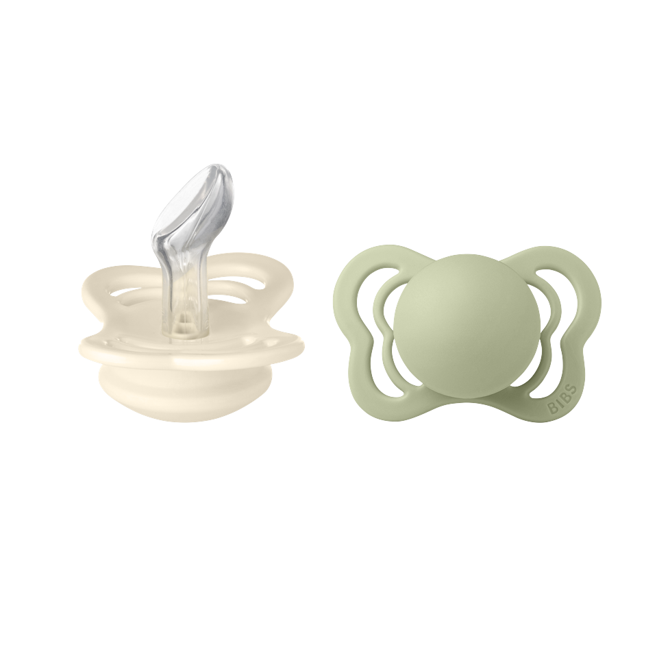 BIBS - Pacifier Couture 2 PACK - Ivory/Sage - Size 1