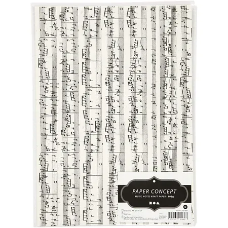 Paper Concept Kraftpapier mit Notenaufdruck, A4, 100g, 10 Blatt
