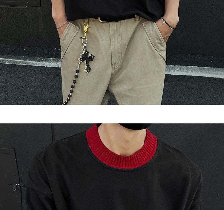 Freehop - T-shirt met korte mouwen, ronde hals en contrasterende bies