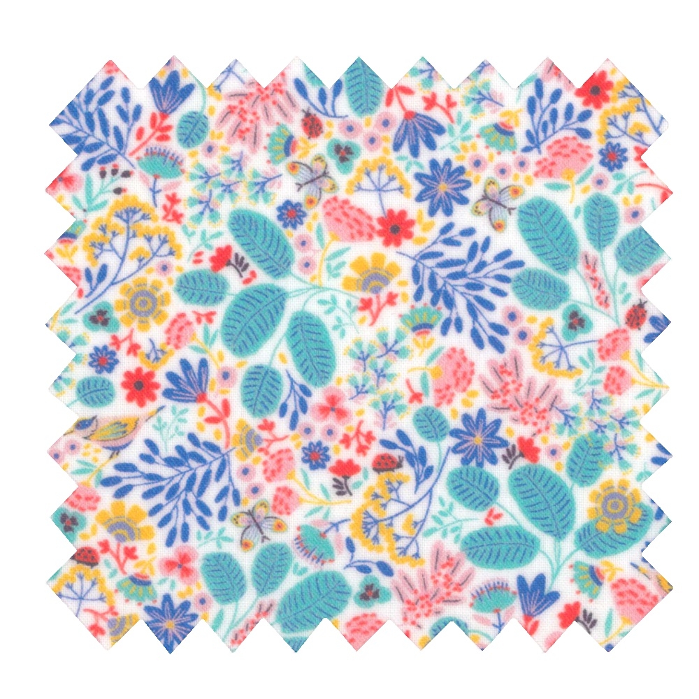 Coupon Tissu Enduit De 35Cm Champêtre Bleuté