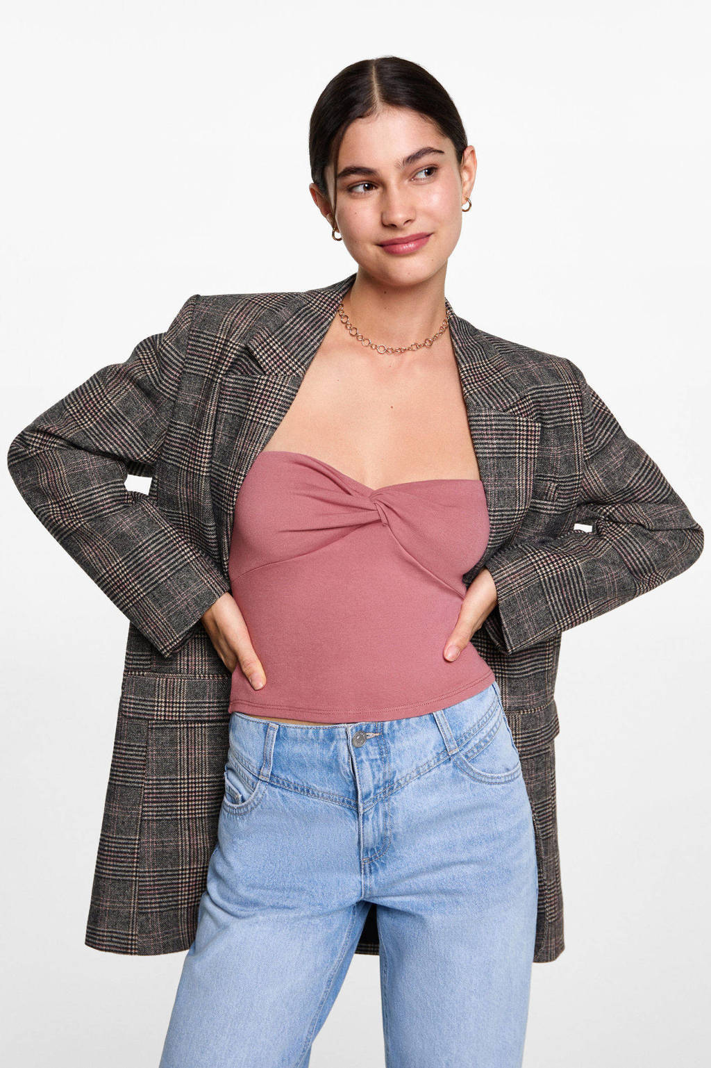 MANGO TEEN strapless top roze