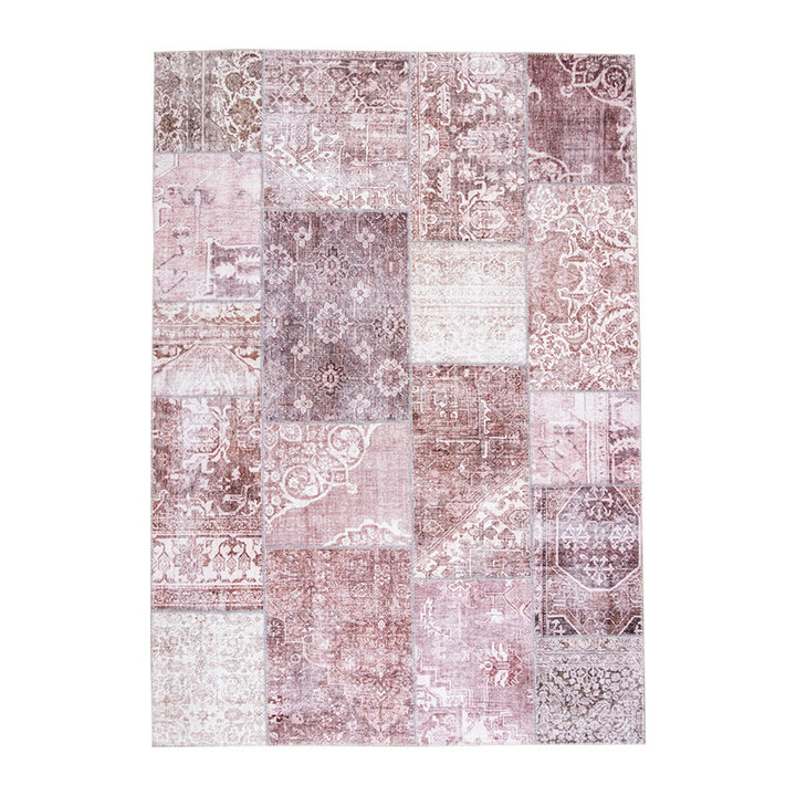 Patchwork vloerkleed - Lago Rood/Roze | Hoge kwaliteit