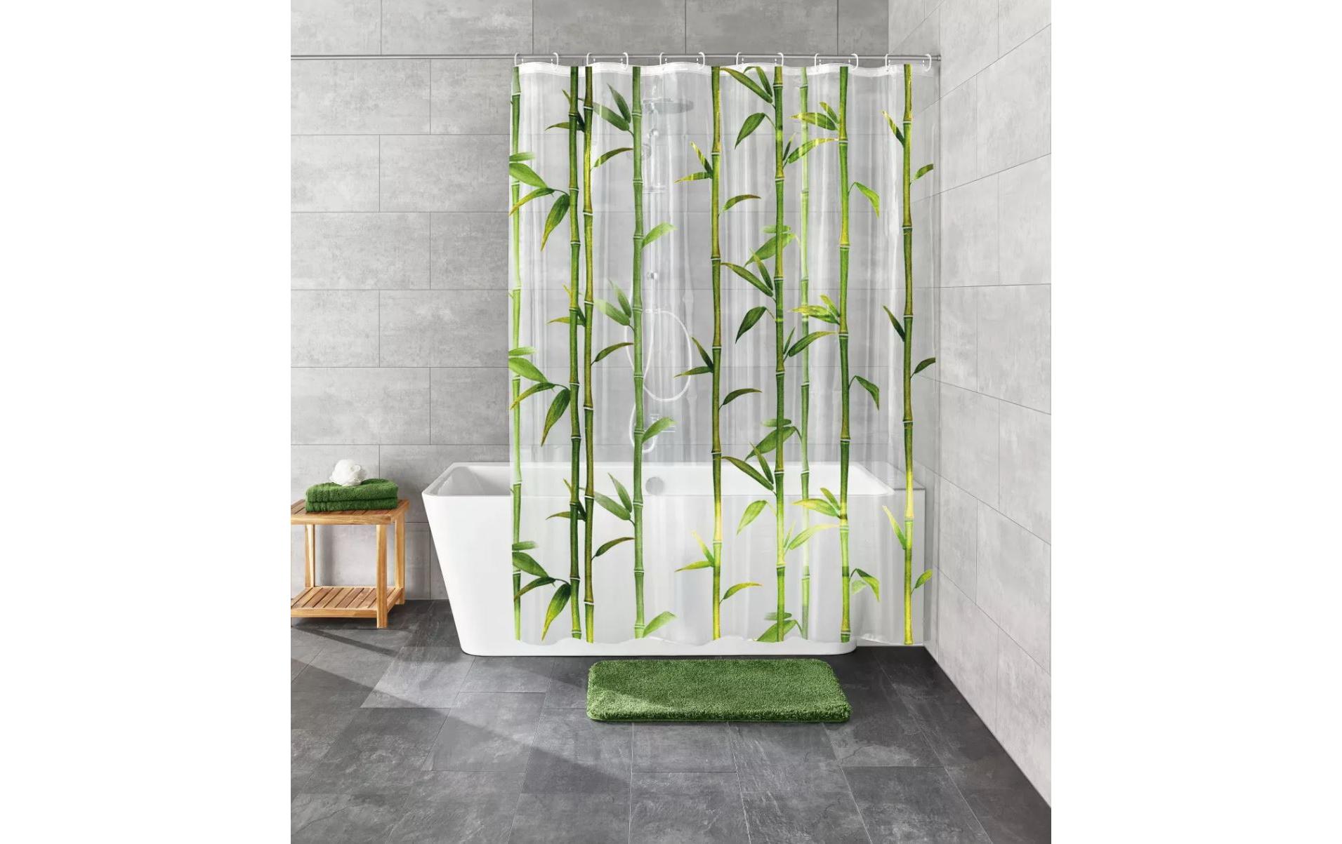 Duschvorhang Bambu 180 x 200 cm, Grün/WeissBadevorhang aus Ökoplastik
