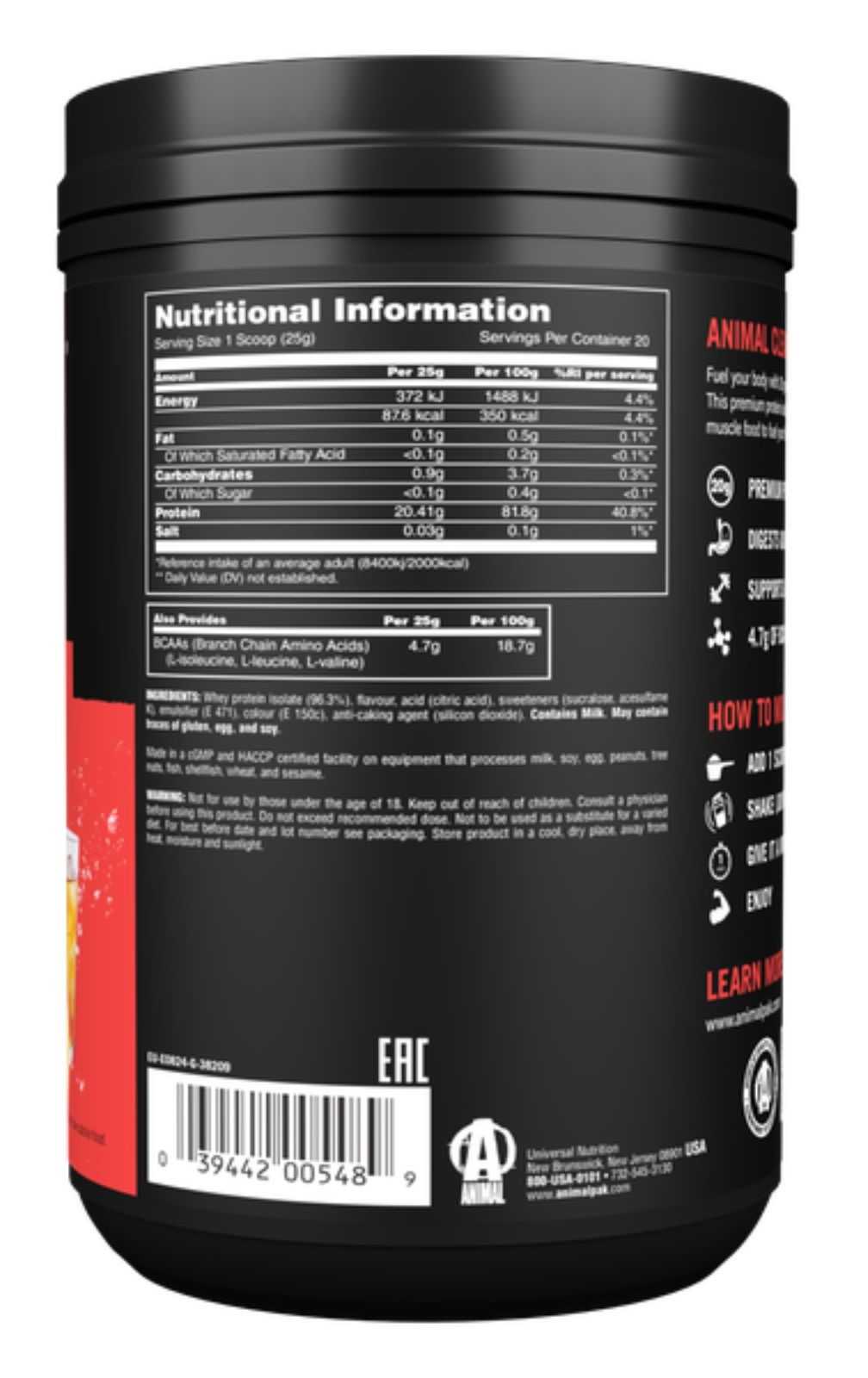 Soro de leite isolado animal transparente 500 g
