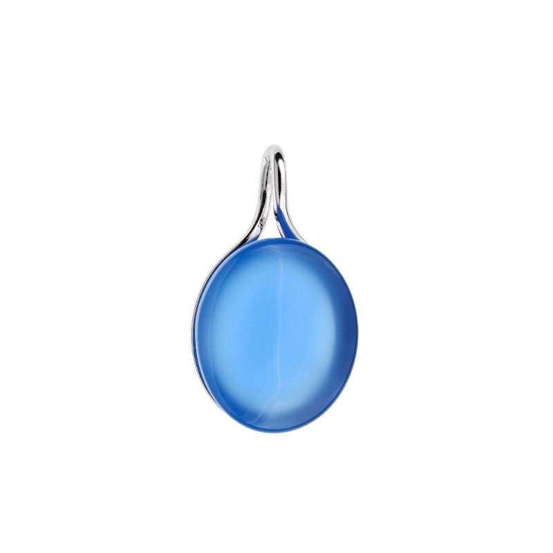 PENDENTIF AGATE BLEUE ARGENT RHODIE