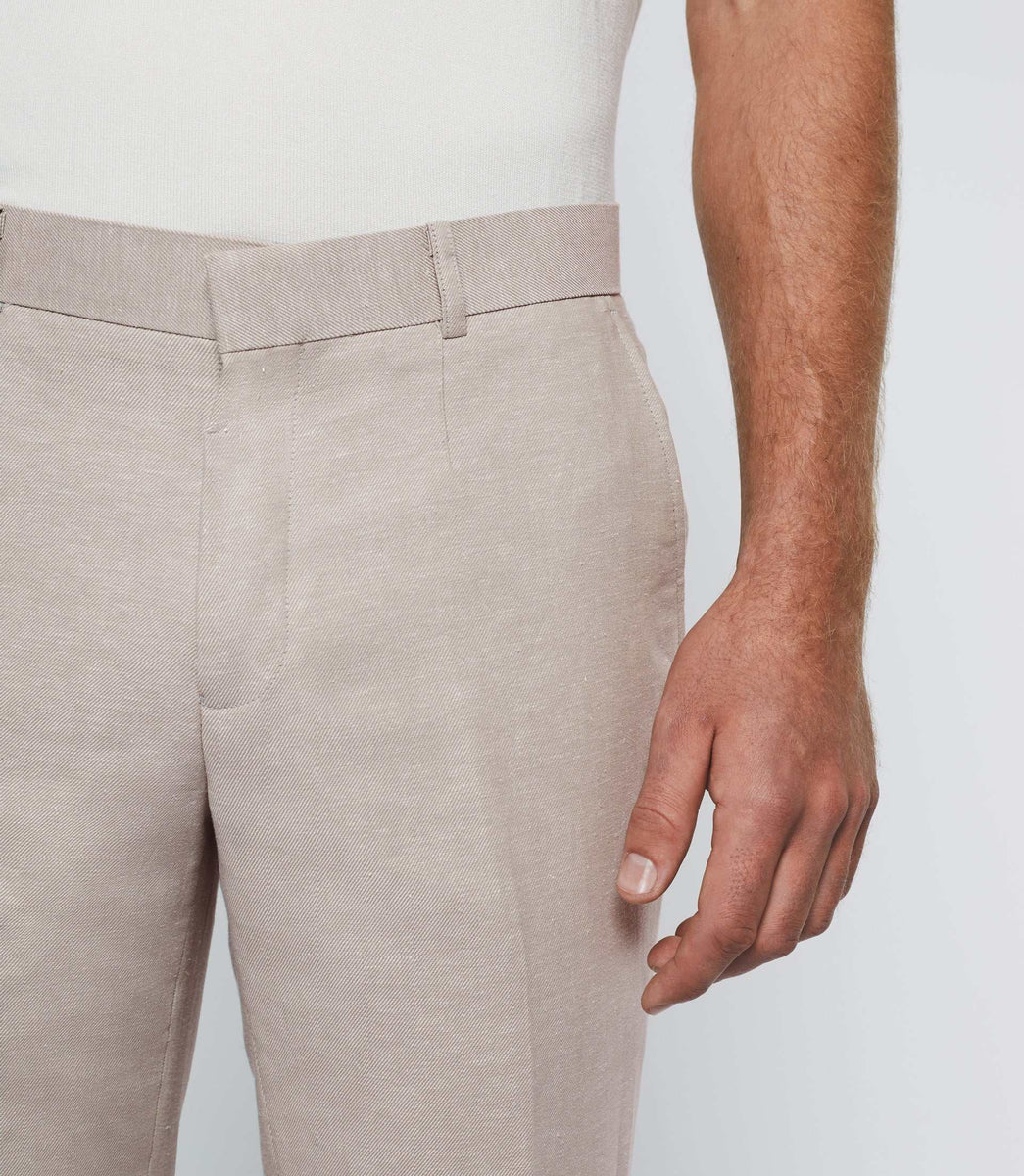 Pantalon ville en lin rose 