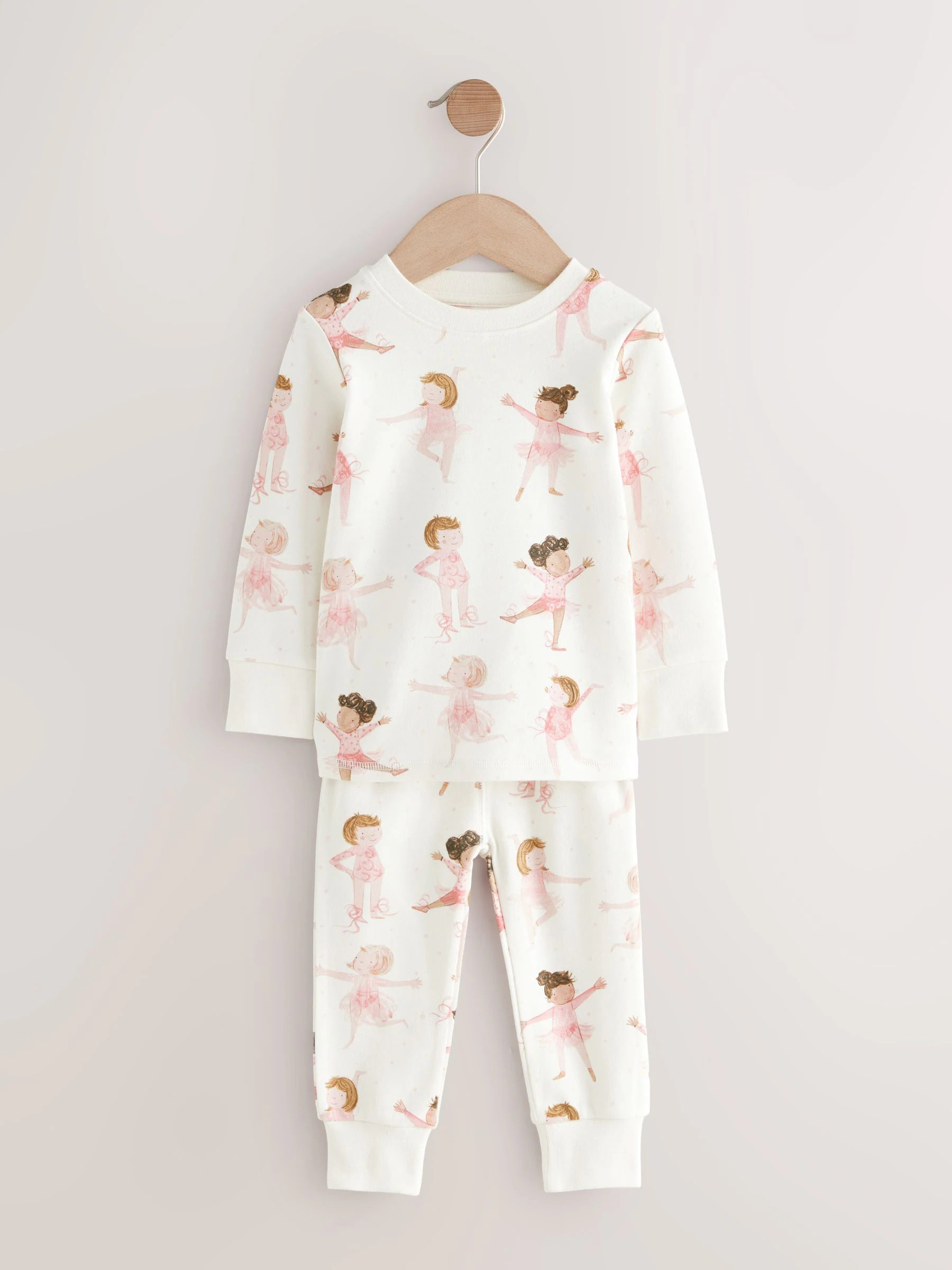 Roze/crème ballerina - Knus pyjama met lange mouwen 3 Pack (9maanden -12jaar)