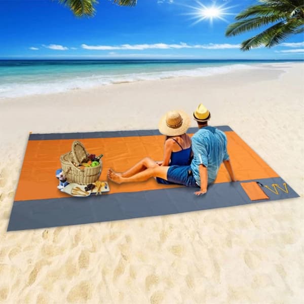Stort strandteppe 210x200cm sandtett vanntett lett utendørs teppe rød