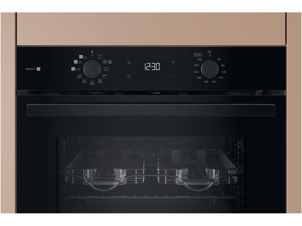 FORNO MULTIFUNÇÕES HOTPOINT HAO3 K78PSU1Z B PRETO A   71L PIROLÍTCO E HIDROLÍTICO