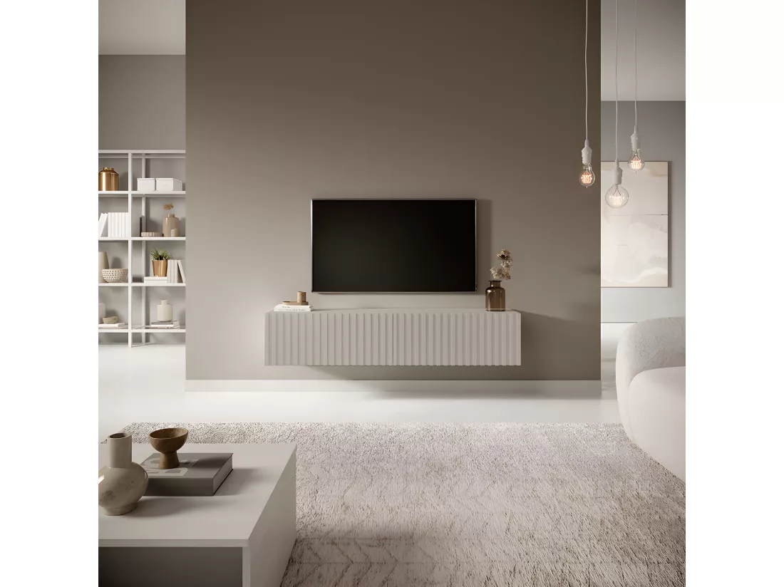 Meuble TV - 140 cm - taupe (gris-beige) - TELIRE