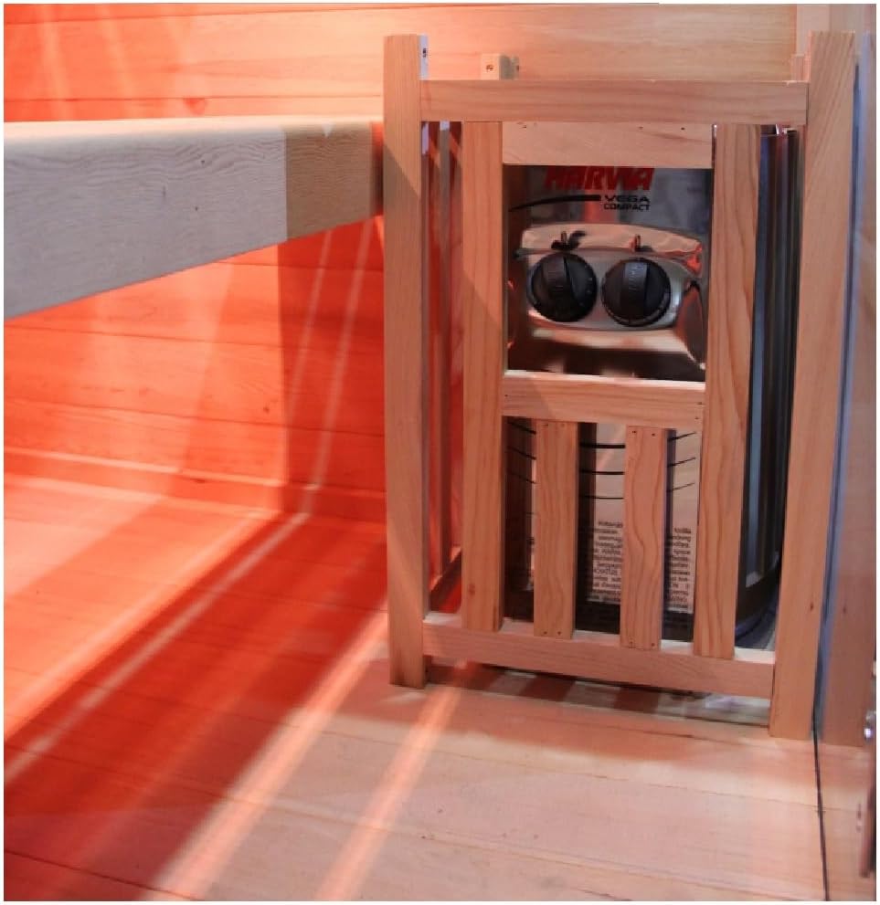 Bagno Italia Finnische Sauna 130 x 110 cm mit Radio-Ofen Bluetooth LED-Leuchten
