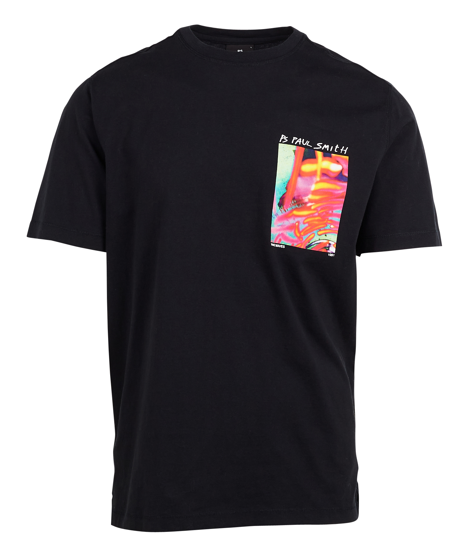 Tee-shirt col rond regular-fit sérigraphié en coton| Noir
