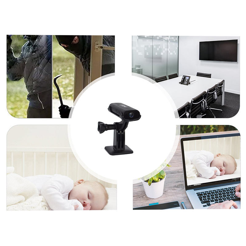 Mini WiFi IP Kamera FullHD 1080p Infrarot LED's Nachtsichtfunktion mit Akku (520mAh) und Micro SD Kartenslot   Halterung iOS/Android - Schwarz