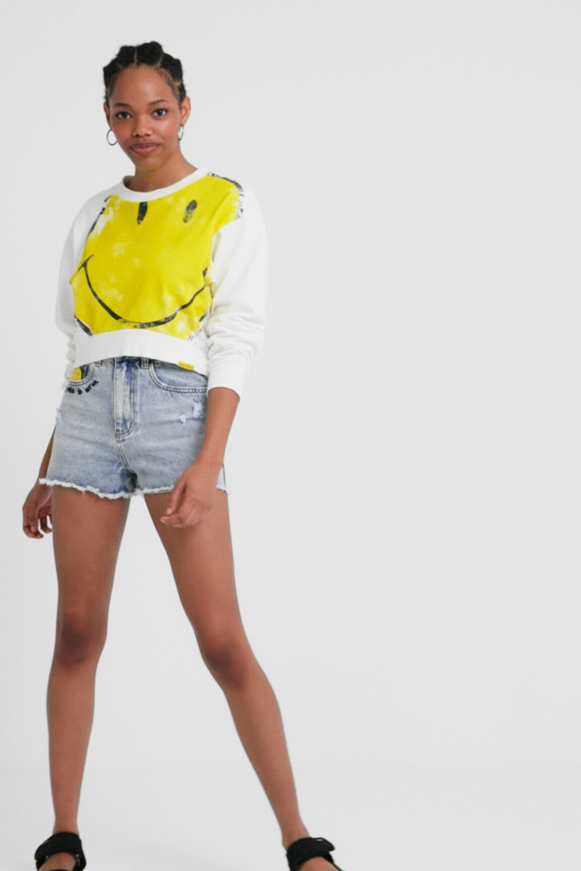 Sweat-shirt court avec Smiley