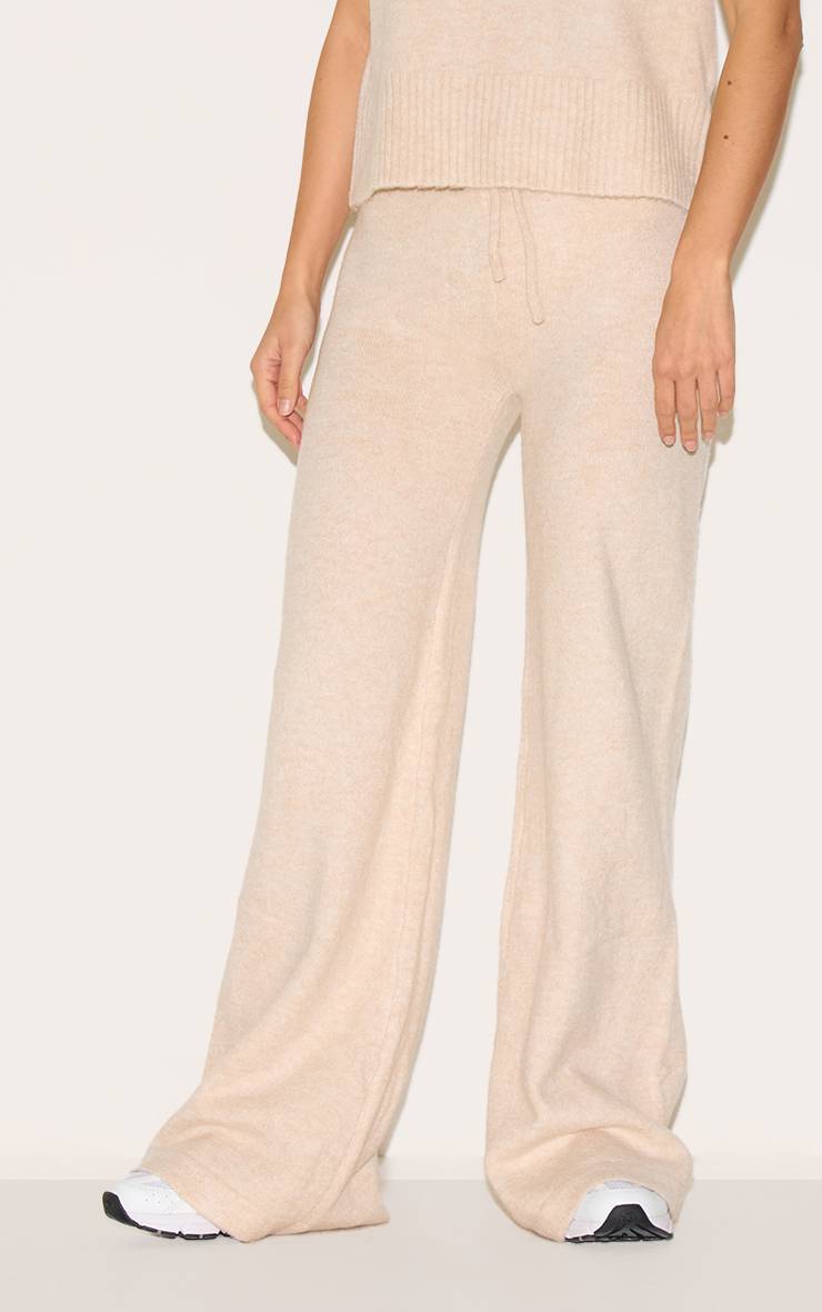 Avoine Pantalon Large En Maille Douce Chiné