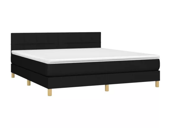 Sommier tapissier avec matelas et LED Noir 180x200 cm Tissu