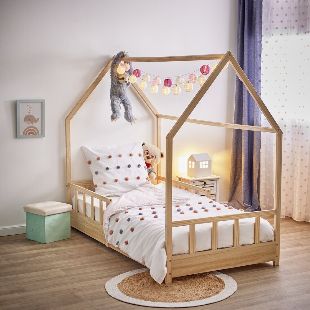 Lit cabane enfant en bois Nicolas 96x195xH160cm