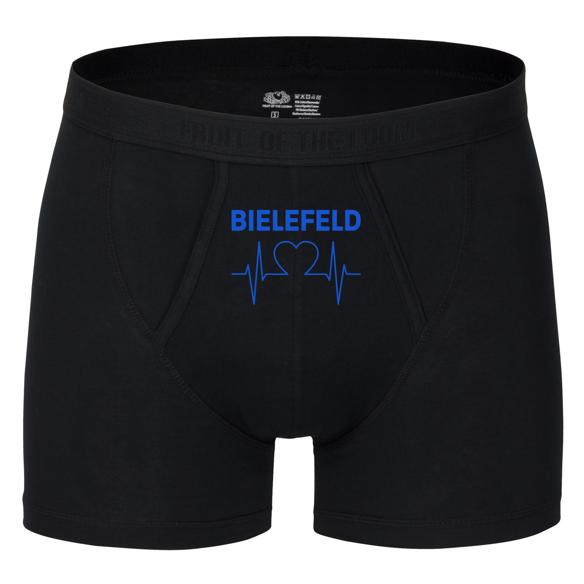 multifanshop® Herren Boxer Short - Bielefeld - Herzschlag - Druck blau