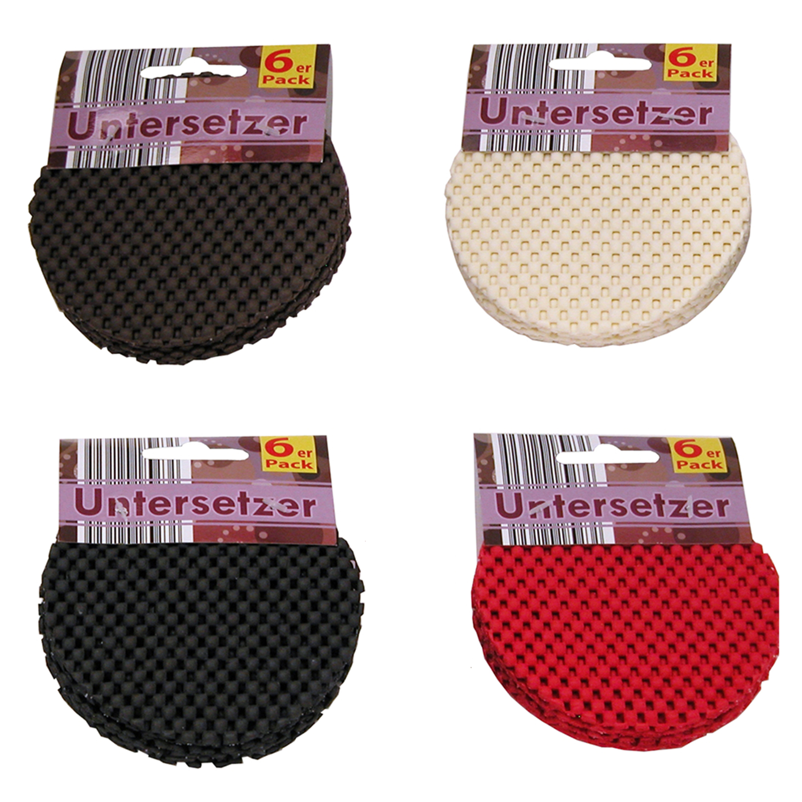 6er Pack Glas-Untersetzer - verschiedene Farben
