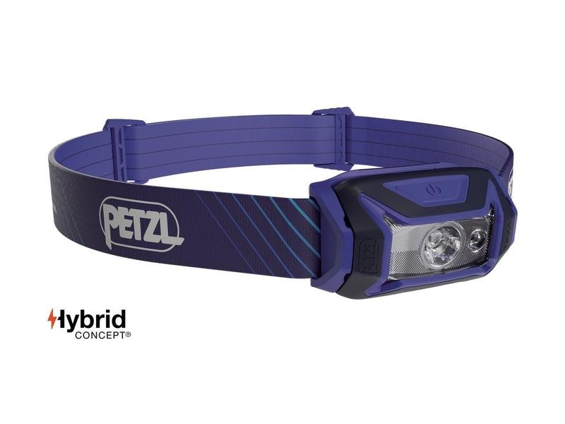 Petzl Stirnlampe Tikka Core, Blau, 450 lm Kompakte LED-Stirnlampe mit automatischem Grössenwechsel