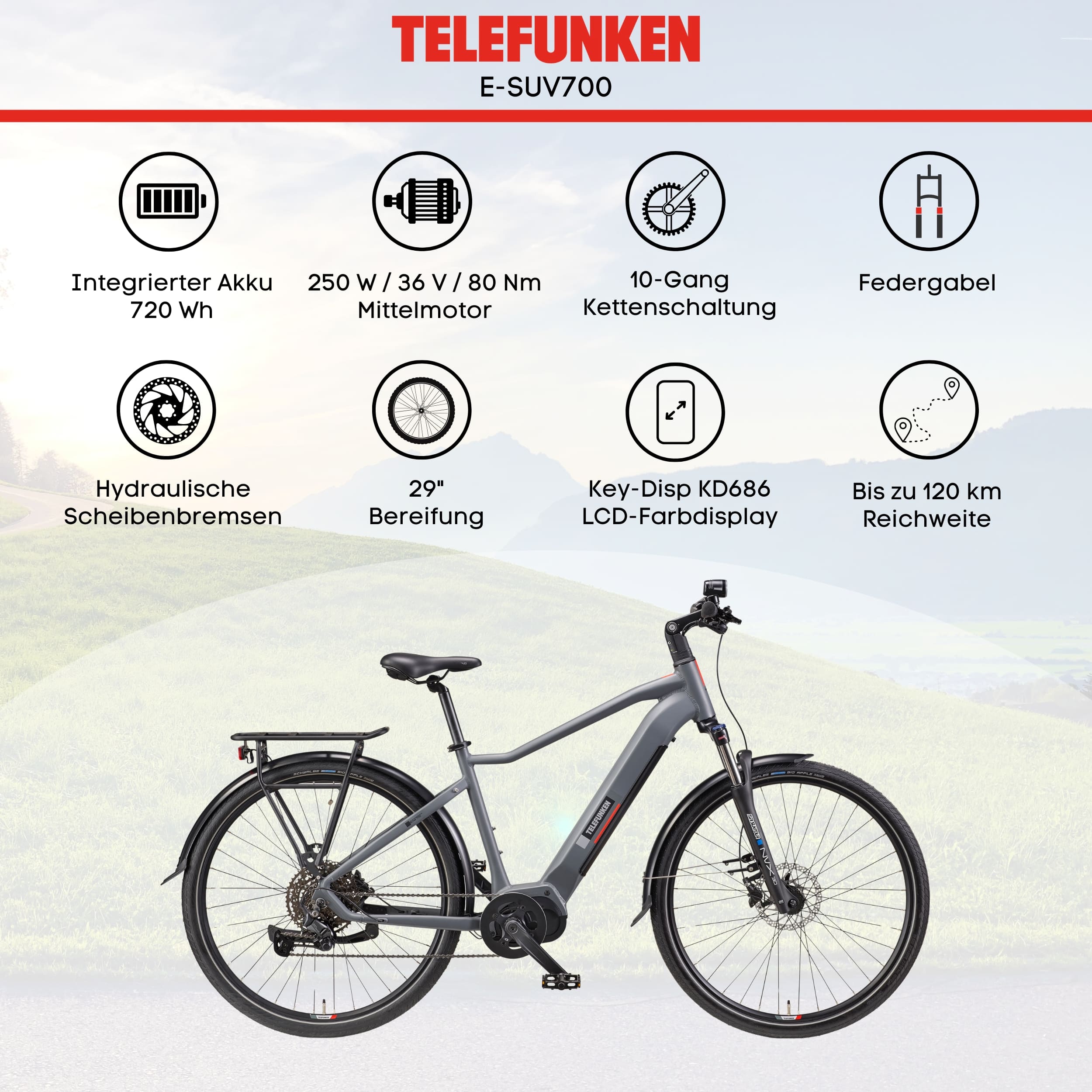TELEFUNKEN SUV700 E-SUV-Bike 29