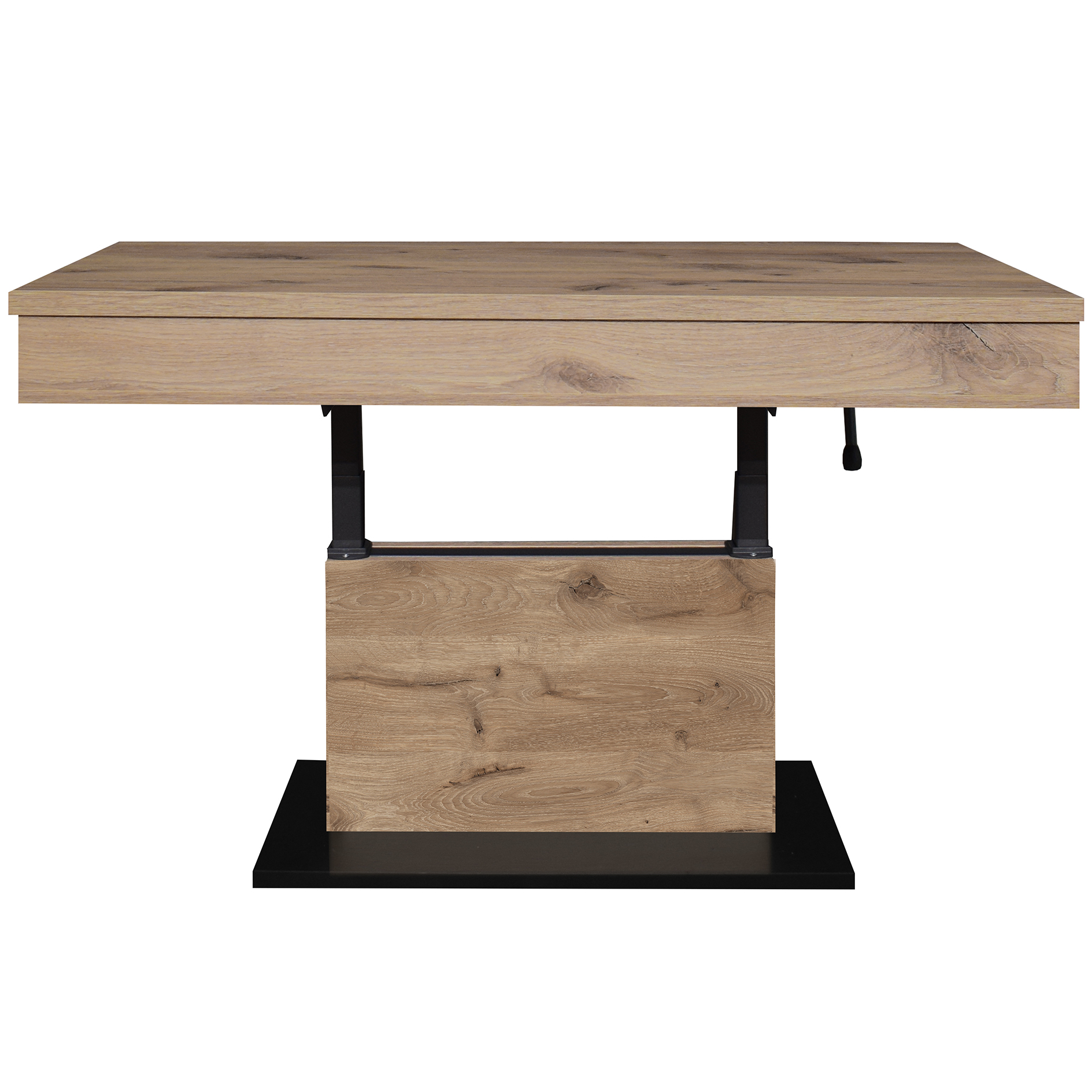 Couchtisch - schwarz matt - Viking Oak - verschiebbare Tischplatte