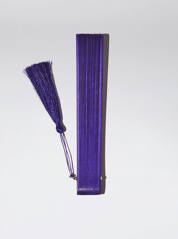Leque de bambu perfurado - Violeta