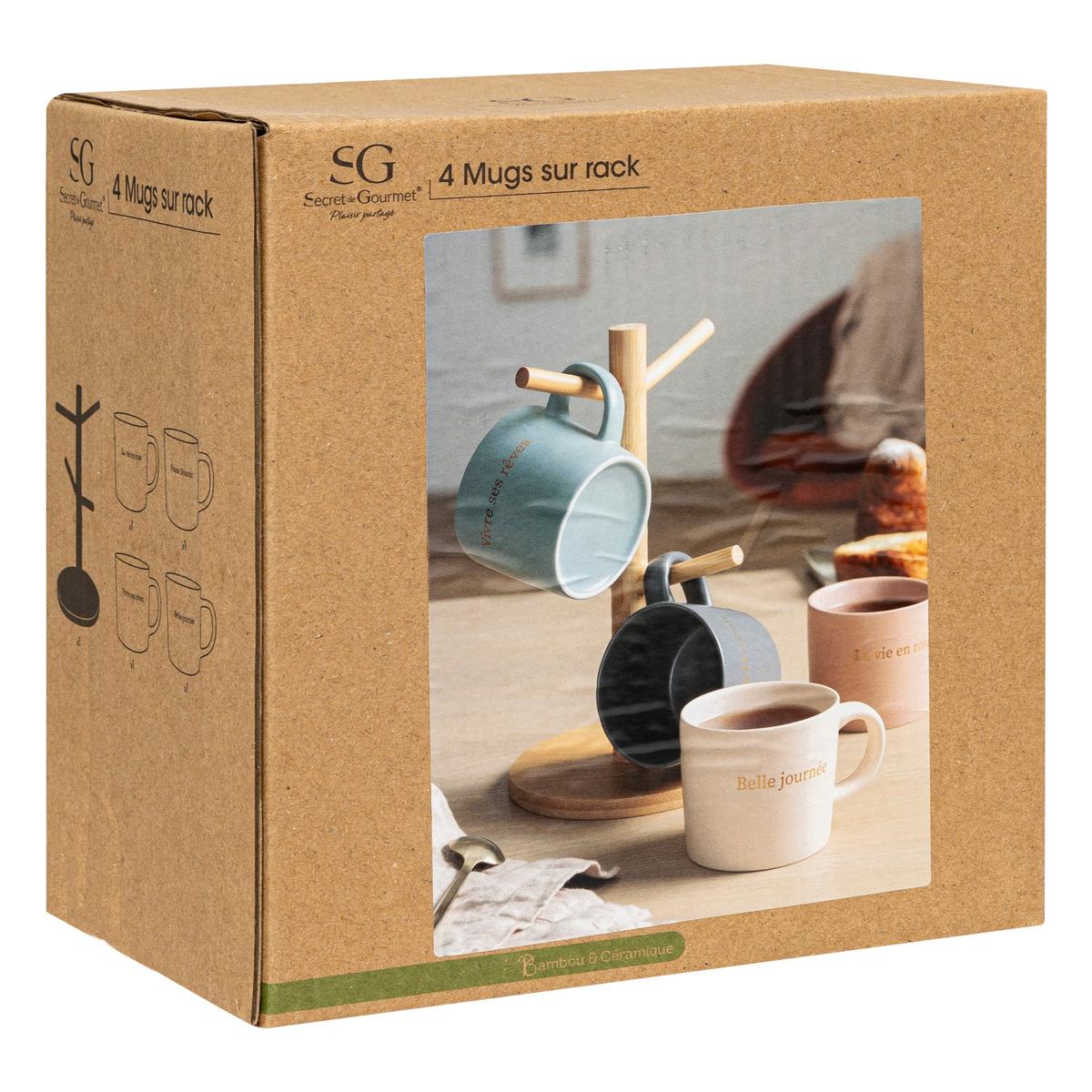 RACK 4 MUGS S BELLE JOURNEE 20CL