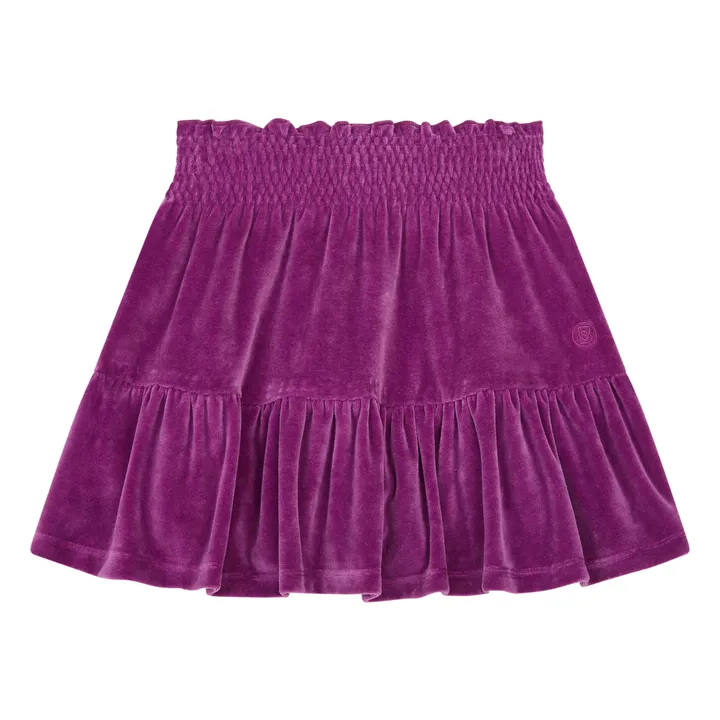 SMALLABLE BASICS Jupe Courte Fille Elastiquée à la Taille en Velours | Rose fuschia