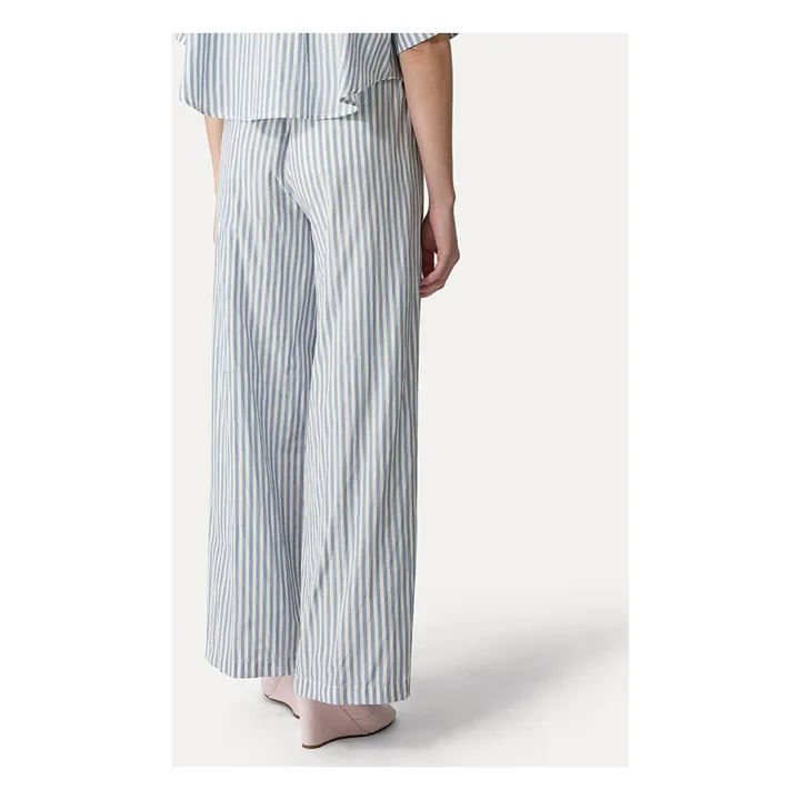 Forte Forte Pantalon Palazzo Rayures Taffetas | Bleu ciel