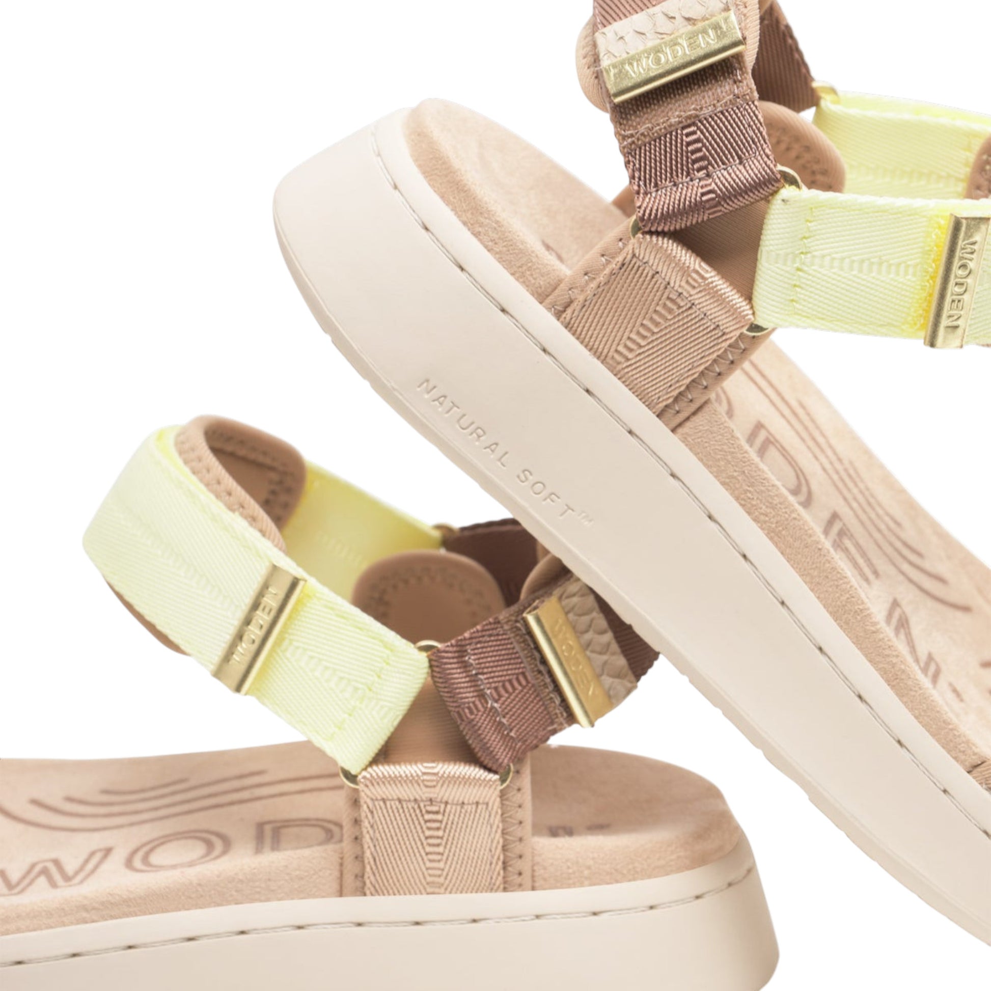 Line flade sandaler, kvinder, wax gul