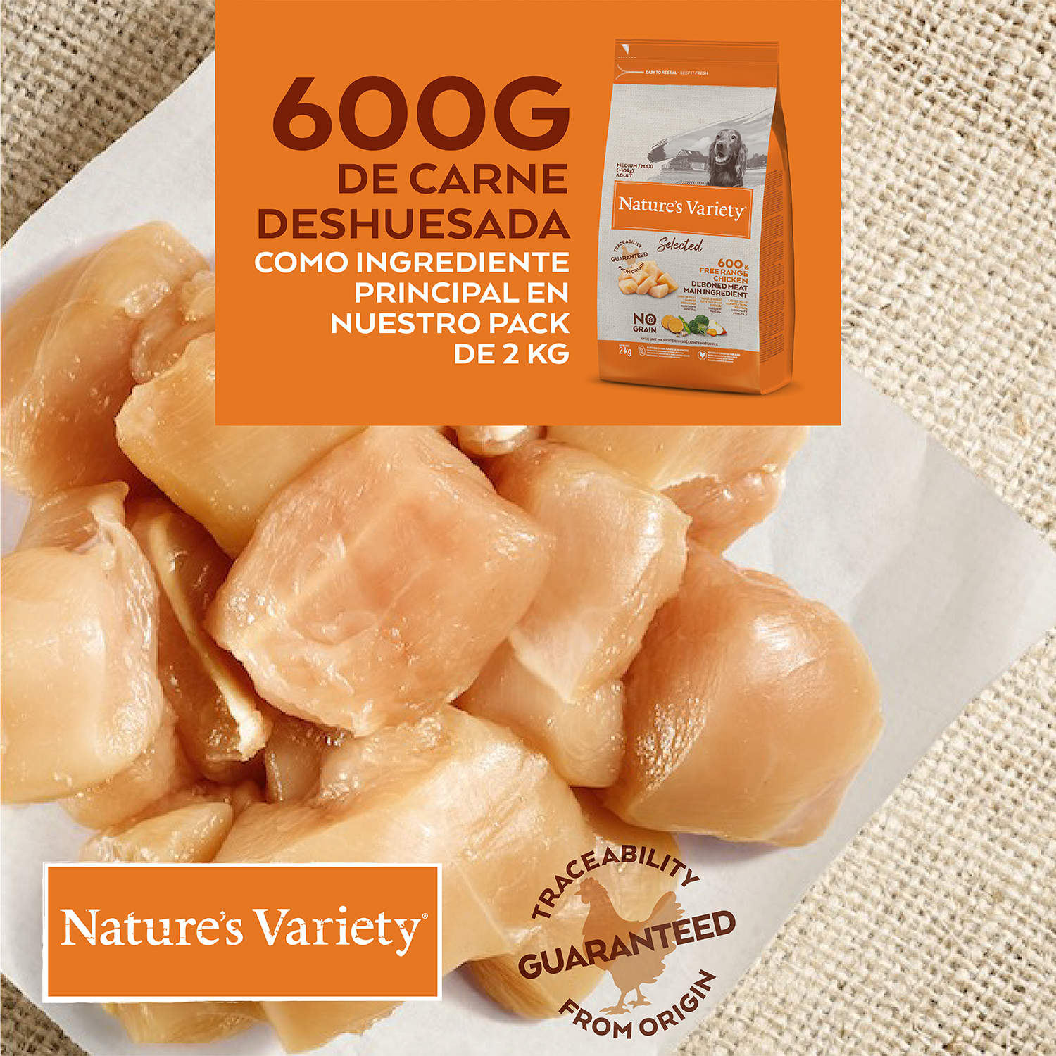Ração Nature's Variety Selected para Cães Adultos de Porte Médio com Frango
