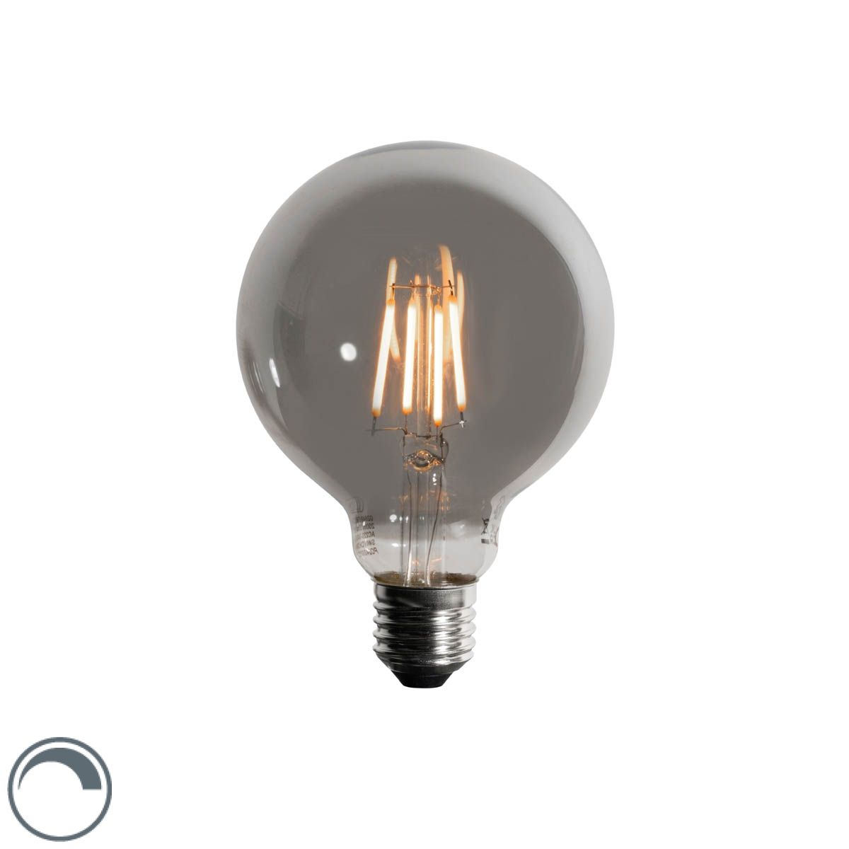 E27 3-staps dimbaar LED lamp smoke G95 4W 200 lm 1900K